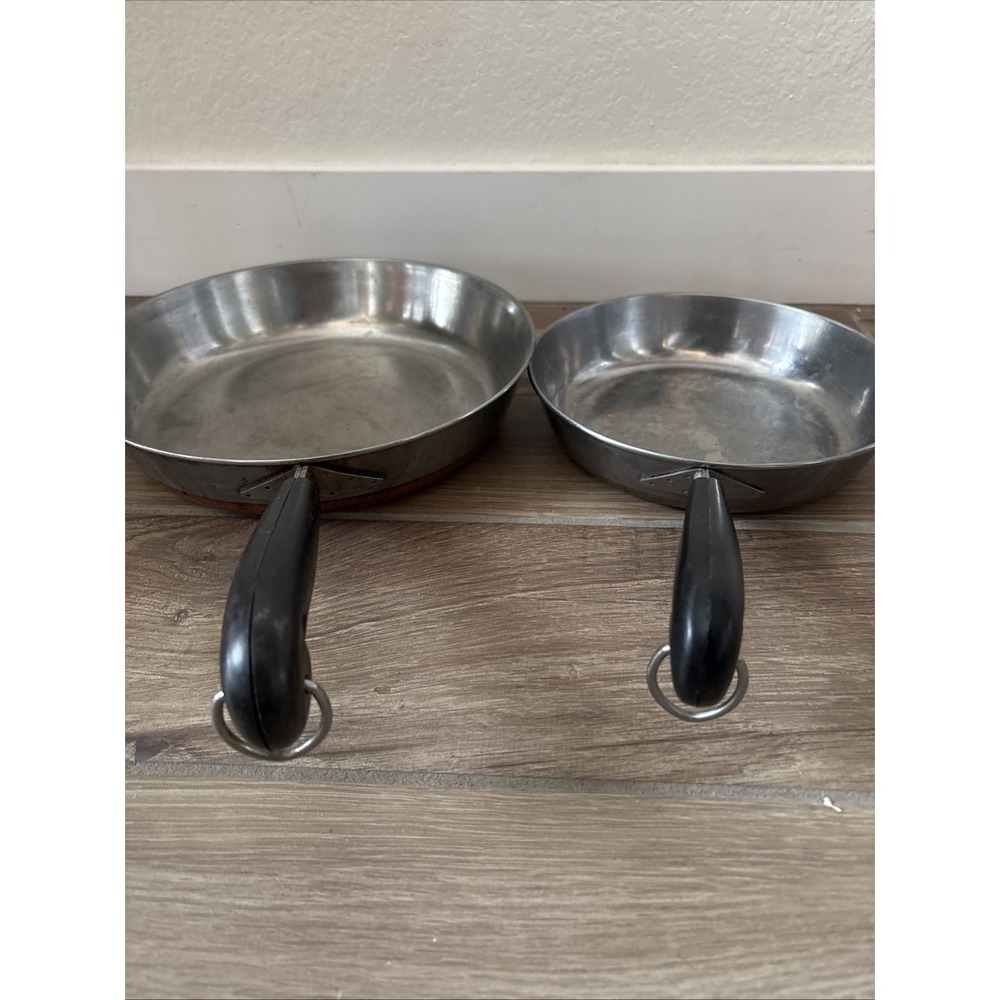 Vtg Revere Ware Copper Bottom Frying Pan Skillet 6" & 7" No Lids Kitchenware